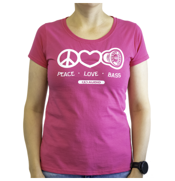 DD Women′s t-shirt M Pink Love Peace & Bass kuva